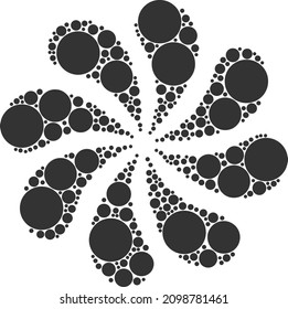 Icono de círculo relleno forma de fuegos artificiales de flor de cúpula de cúpula. Giro de flor diseñado a partir de elementos de círculo rellenos al azar.