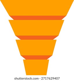 Diagrama de funil de pirâmide invertida clássico preenchido