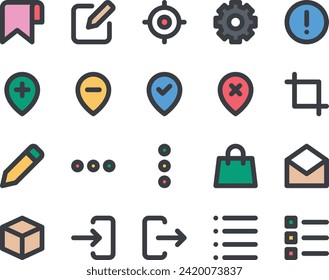 Filled color outline icons set for User interface.