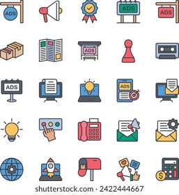 Filled color outline icons set for Marketing and advertisement.