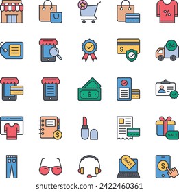 Filled color outline icons set for Shopping e-Commerce.