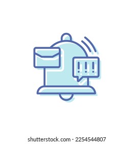 Filled colorNotification icon vector with email and exclamation mark