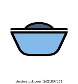 Filled container icon illustrates still life flat style graphic
