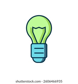 Filled Creative lamp light idea icon isolated on white background. Concept ideas inspiration, invention, effective thinking, knowledge and education. Flat filled outline style with shadow. Vector