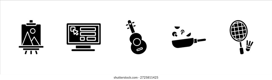 Filled creative school icons set for education and classroom visual content