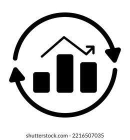 A filled design, icon of growth chart