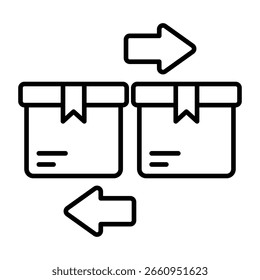 A filled design icon of parcel exchange