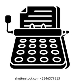 A filled design icon of typewriter 