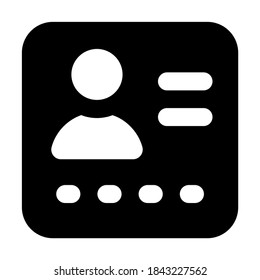 A filled design of personal biodata  icon, editable glyph vector 