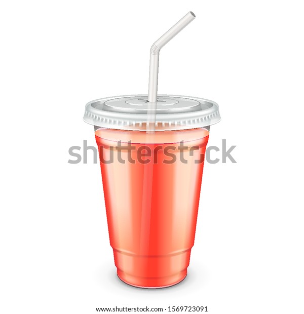 Filled Disposable Plastic Cup Lid Straw Stock Vector (Royalty Free