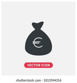 Filled Euro Bag Vector Icon Illustration