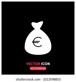 Filled Euro Bag Vector Icon Illustration