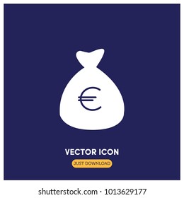 Filled Euro Bag Vector Icon Illustration