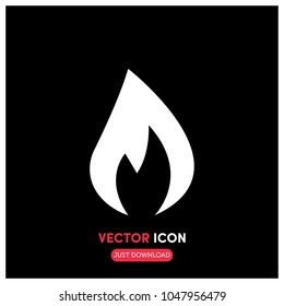 Filled Flame Vector Icon Illustration