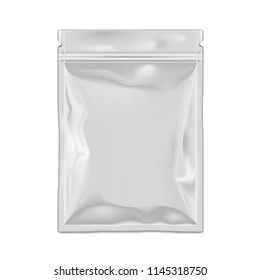 Filled Foil Pouch Bag Packaging With Zipper. EPS10 Vector