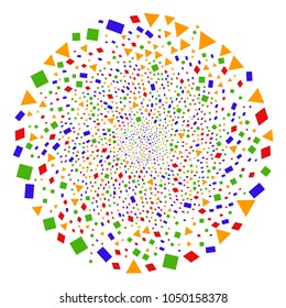 Filled Geometric Polygon curl circle. Element centrifugal explosion designed from random filled geometric polygon items. Vector illustration style is flat iconic symbols.