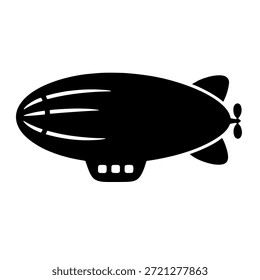 Un glifo lleno de un zeppelin o dirigible, estilizado y simple