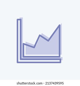 Gefülltes Graph-Symbol in trendigem 2-Ton-Stil einzeln auf weichblauem Hintergrund