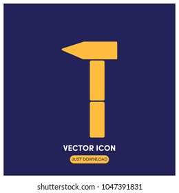 Filled Hammer Vector Icon Illustration