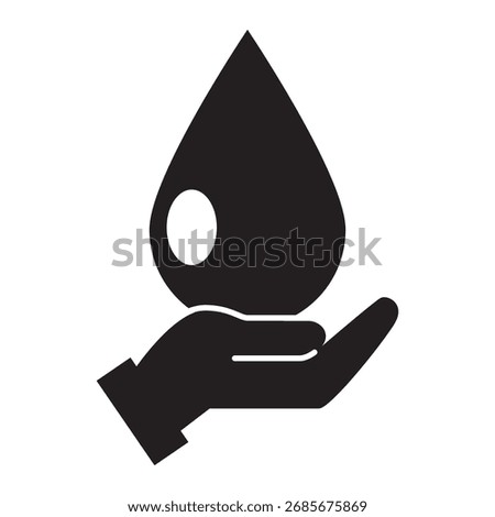 Filled hand holding a water drop for resource conservation and purity concept.