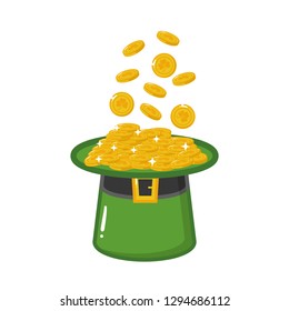 filled hat with coins happy st patricks day vector illustration
