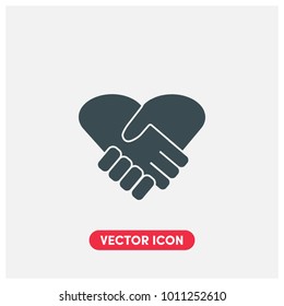 Filled Heart Handshake Vector Icon Illustration 