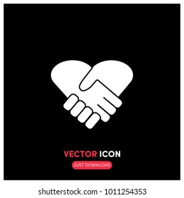 Filled Heart Handshake Vector Icon Illustration 