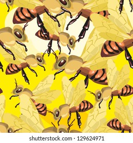  filled with honey bees working on them seamless patterns