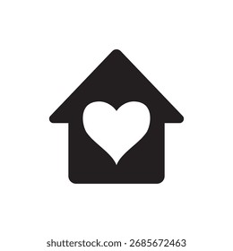Casa llena con una forma de corazón dentro del edificio