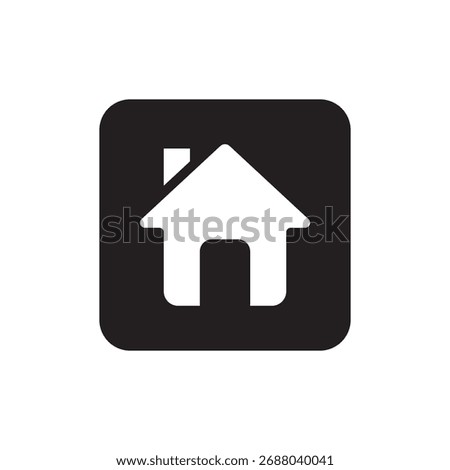 Filled house symbol inside a distinct rounded square frame.