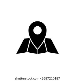 Um ícone preenchido de um pin de localização em um mapa.