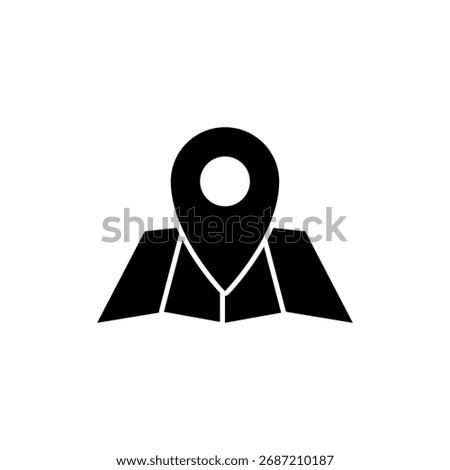 A filled icon of a location pin on a map.