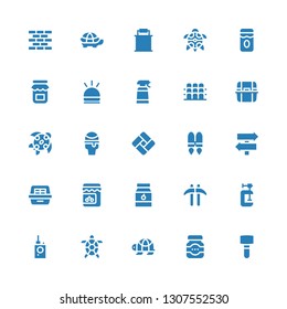 filled icon set. Collection of 25 filled filled icons included Mallet, Jam, Turtle, Tortoise, Bug detector, Clamp, Kusarigama, Litter box, Sign Post, Jetpack, Tatami, Icecream