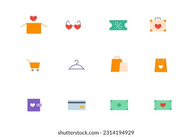 filled icon Set of icons for shopping, shopping, accessories  colored simple