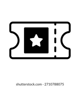 Un icono lleno que muestra el ticket de entrada al evento