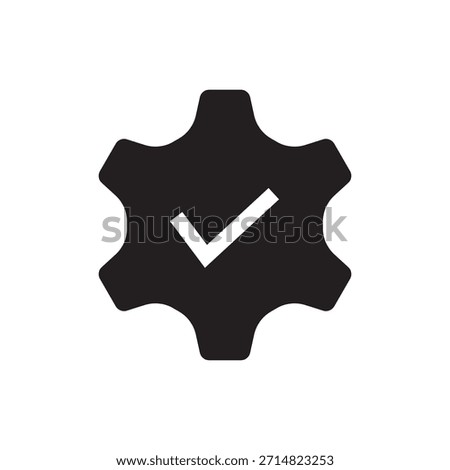 Filled illustration of a gear wheel inside a mobile phone screen.