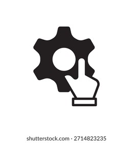Filled illustration of a person's profile head with a small gear.