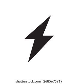 Filled lightning bolt symbol for electric power storm energy and strong charge.