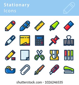filled line colour stationary icons 