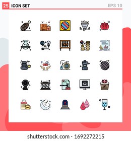 Filled line Flat Color Pack of 25 Universal Symbols of result; sort; purchase; funnel; shadow Editable Vector Design Elements