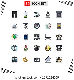 Filled line Flat Color Pack of 25 Universal Symbols of element; application; low; technology; plug Editable Vector Design Elements