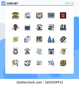 Filled line Flat Color Pack of 25 Universal Symbols of sound; keys; protection; keyboard; virus Editable Vector Design Elements