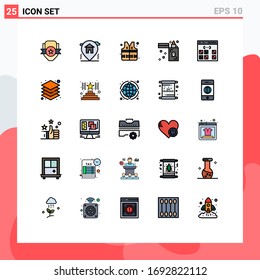 Filled line Flat Color Pack of 25 Universal Symbols of coding; zippo; real estate; lighter; fire Editable Vector Design Elements