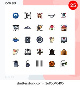 Filled line Flat Color Pack of 25 Universal Symbols of vehicles; outline; girl; drone; women Editable Vector Design Elements