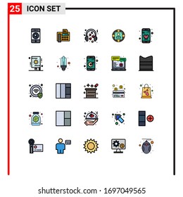 Filled line Flat Color Pack of 25 Universal Symbols of production; manager; hearts; business; wedding Editable Vector Design Elements