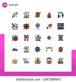 Filled line Flat Color Pack of 25 Universal Symbols of jump rope; exercise; ad; logistic; label Editable Vector Design Elements