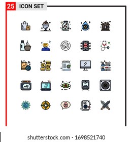 Filled line Flat Color Pack of 25 Universal Symbols of auction hammer; pollution; heart; environment; clean Editable Vector Design Elements