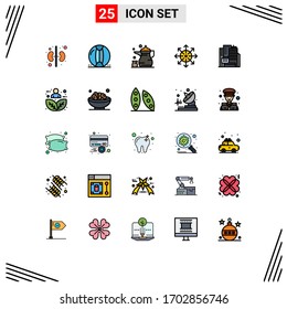 Filled line Flat Color Pack of 25 Universal Symbols of platform; media; abrahamic; advertising; religion Editable Vector Design Elements