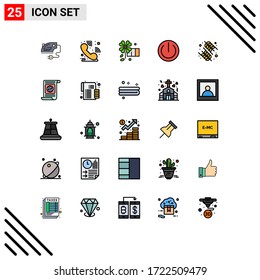 Filled line Flat Color Pack of 25 Universal Symbols of objectives; rice; flower; healthy; diet Editable Vector Design Elements