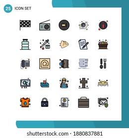 Filled line Flat Color Pack of 25 Universal Symbols of bottle; info; fast; faq; doodle Editable Vector Design Elements